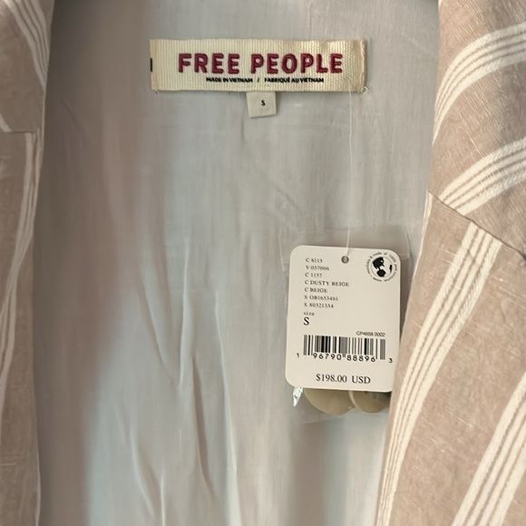 Free People Fern Stripe Oversize Linen Blend Blazer Size S NWT - Picture 11 of 14